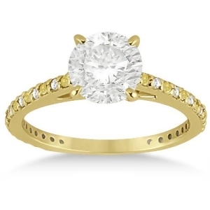 White and Yellow Diamond Engagement Ring Pave Set 14K Yellow Gold 0.52ct - All