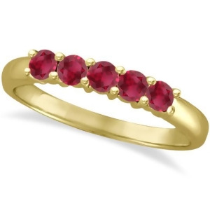 Five Stone Ruby Ring Anniversary Band 14k Yellow Gold 0.60ctw - All