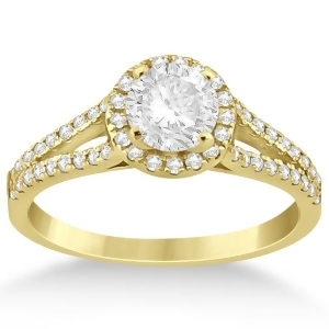 Angels Halo Split Shank Diamond Engagement Ring 14k Yellow Gold 0.43ct - All