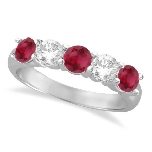 Five Stone Diamond and Ruby Ring 14k White Gold 1.95ctw - All
