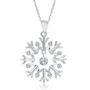 Snowflake Shaped Diamond Pendant Necklace 14k White Gold 0.20ct - All