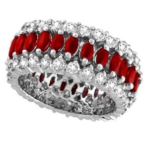Marquise Ruby and Diamond Eternity Ring 14k White Gold 5.25 ctw - All