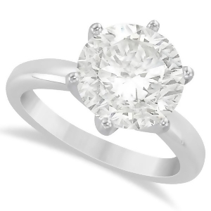 Round Solitaire Moissanite Engagement Ring 14K White Gold 4.00ctw - All