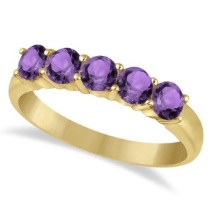 Five Stone Amethyst Ring 14k Yellow Gold 1.60ctw - All