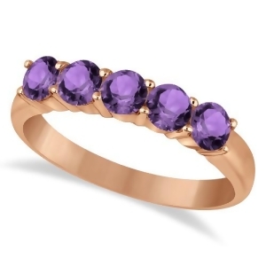 Five Stone Amethyst Ring 14k Rose Gold 1.60ctw - All
