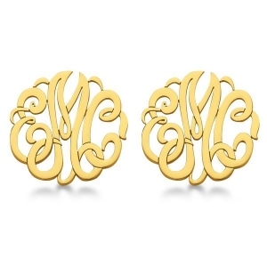 Personalized Monogram Post-Back Stud Earrings in 14k Yellow Gold - All