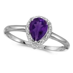 Pear Shape Amethyst and Diamond Cocktail Ring 14k White Gold - All