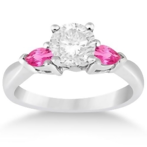 Three Stone Pink Sapphire Engagement Ring Platinum 0.50ct - All