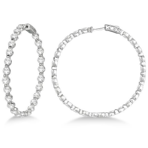 Large Round Floating Diamond Hoop Earrings 14k White Gold 10.00ct - All