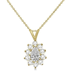 Pear Cut Moissanite Halo Pendant Necklace 14K Yellow Gold 1.50ctw - All