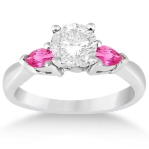 Three Stone Pink Sapphire Engagement Ring 14k White Gold 0.50ct - All