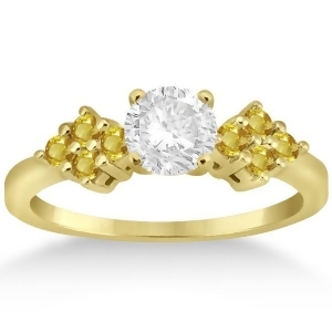 Designer Yellow Sapphire Floral Engagement Ring 14k Yellow Gold 0.35ct - All