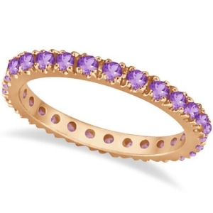 Amethyst Eternity Stackable Ring Band 14K Rose Gold 0.75ct - All