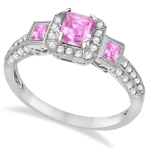 Pink Sapphire and Diamond Engagement Ring in 14k White Gold 1.35ctw - All