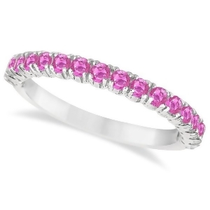 Half-eternity Pave-Set Pink Sapphire Stacking Ring Palladium 0.95ct - All