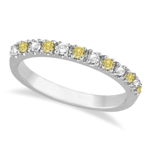 Yellow Canary and White Diamond Stackable Ring Band 14k Gold 0.25ct - All
