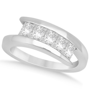 Five Stone Princess Diamond Ring Tension Set Platinum 0.50ct - All