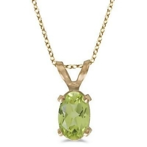 Oval Peridot Solitaire Pendant Necklace in 14K Yellow Gold 0.55ct - All