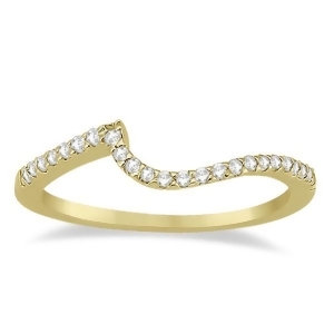 Petite Contour Diamond Wedding Band Swirl Ring 14k Yellow Gold 0.12ct - All