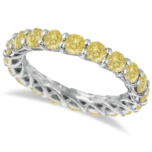 Fancy Yellow Canary Diamond Eternity Ring Band 14k White Gold 3.50ct - All