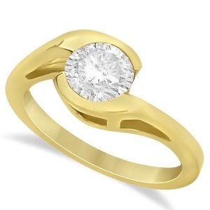 Solitaire Moissanite Bypass Engagement Ring in 14K Yellow Gold 1.00ctw - All