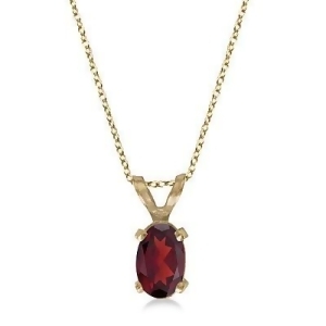 Oval Garnet Solitaire Pendant Necklace in 14K Yellow Gold 0.55ct - All