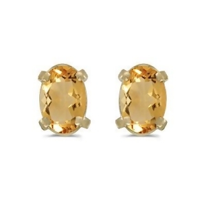 Oval Citrine Stud Earrings in 14k Yellow Gold 0.90tcw - All