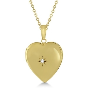 Ladies Heart Photo Locket w/ Diamond Accent in 14k Yellow Gold 0.02ct - All