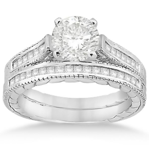 Princess Cut Channel Diamond Bridal Set in 18k White Gold 0.38ct - All