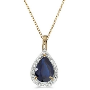 Pear Shaped Blue Sapphire Pendant Necklace 14k Yellow Gold 0.85ct - All