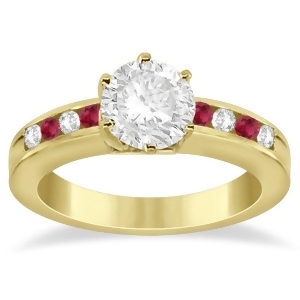 Channel Diamond and Ruby Engagement Ring 18K Yellow Gold 0.40ct - All