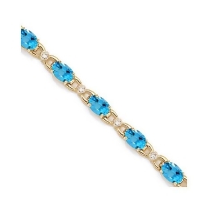 Diamond and Blue Topaz Bracelet 14k Yellow Gold 10.26 ctw - All