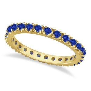 Blue Sapphire Eternity Band Anniversary Ring 14K Yellow Gold 0.50ct - All