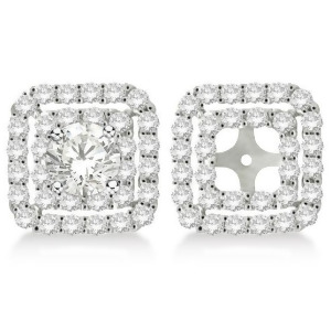 Pave-set Square Diamond Earring Jackets in 14k White Gold 1.05ct - All