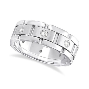 Mens Wide Band Diamond Eternity Wedding Ring 14kt White Gold 0.40ct - All