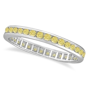 Channel Set Yellow Canary Diamond Eternity Ring 14k White Gold 1.00ct - All