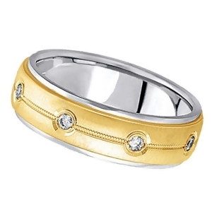 Diamond Wedding Ring in Two Tone 18k Gold for Men 0.40 ctw - All