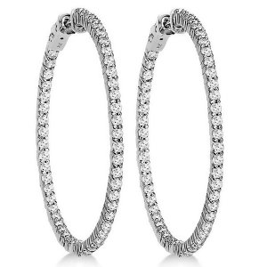 Prong-set Diamond Hoop Earrings in 14k White Gold 3.00ct - All