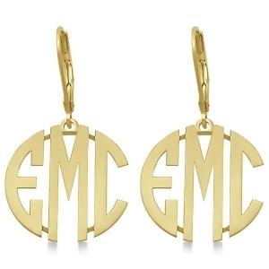 Bold 3 Initials Monogram Earrings in 14k Yellow Gold - All