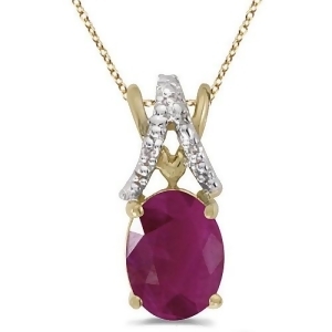 Ruby and Diamond Solitaire Pendant 14k Yellow Gold 1.50tcw - All