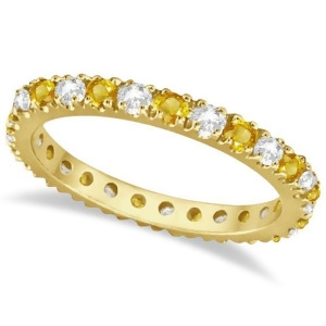 Diamond and Yellow Sapphire Eternity Ring Band 14k Yellow Gold 0.64ct - All