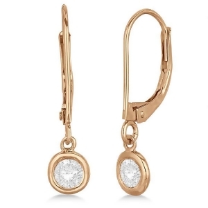 Leverback Dangling Drop Diamond Earrings 14k Rose Gold 0.40ct - All