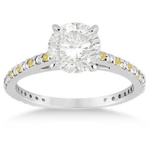 White and Yellow Diamond Engagement Ring Pave Set in Palladium 0.52ct - All