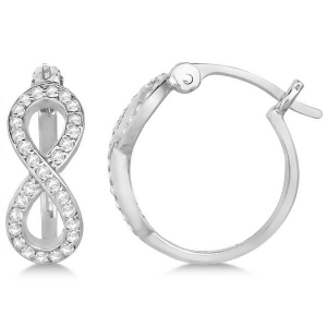 Diamond Infinity Style Hinged Hoop Earrings 14k White Gold 0.33ct - All
