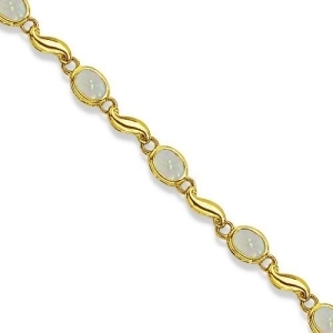 Bezel-set Oval Opal Bracelet in 14K Yellow Gold 7x5 mm - All
