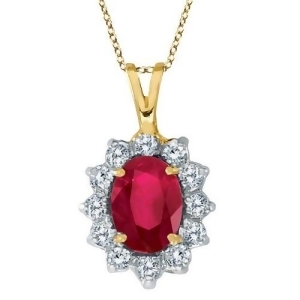 Ruby and Diamond Accented Pendant Necklace 14k Yellow Gold 1.80ctw - All