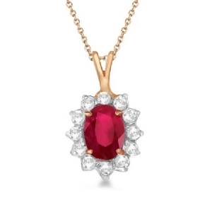Ruby and Diamond Accented Pendant Necklace 14k Rose Gold 1.80ctw - All