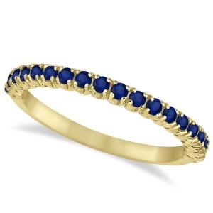 Half-eternity Pave Thin Blue Sapphire Stack Ring 14k Yellow Gold 0.65ct - All