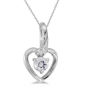 White Topaz and Diamond Accented Heart Pendant Necklace 14k White Gold - All