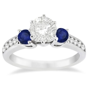 Three-stone Sapphire and Diamond Engagement Ring 14k White Gold 0.60ct - All